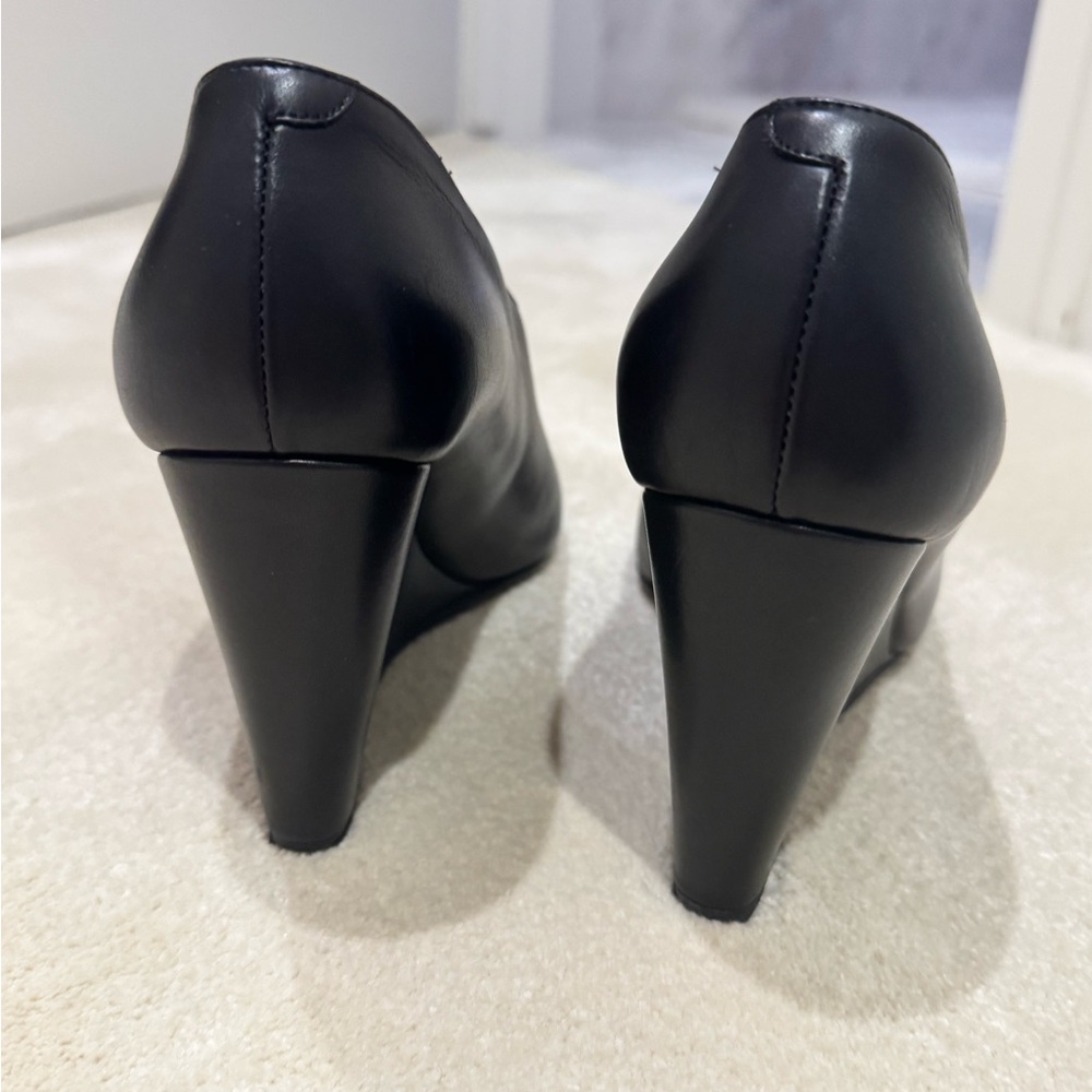 Hermes Black Leather high Wedge Shoes 3.5 inch platform - Picture 6 of 7